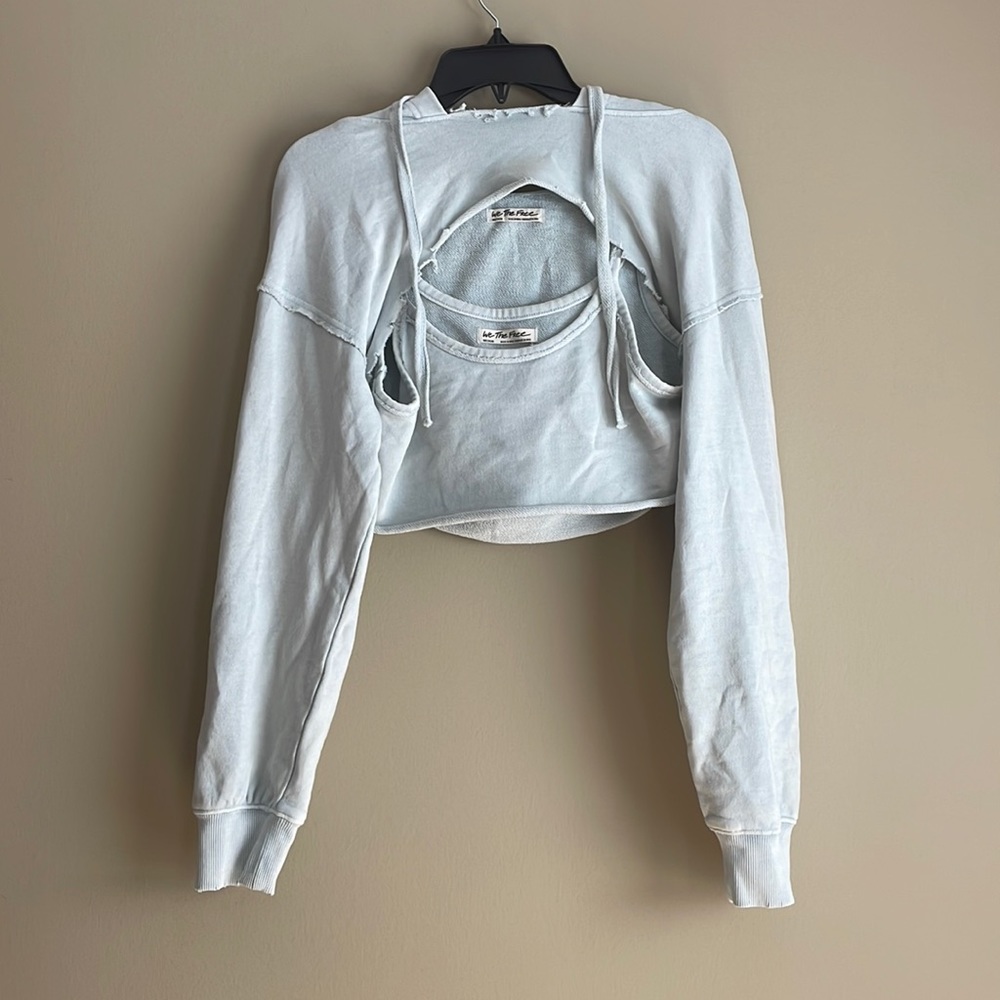 Free People, Grey Two Piece, Sweatshirt and Tank Hoodie, Size Medium